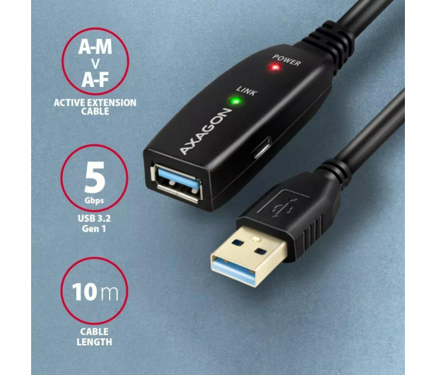 Axagon ADR-310, USB 3.2 Gen 1 A-M - A-F, repeater kabel, 10m - 1353401 - zdjęcie 4